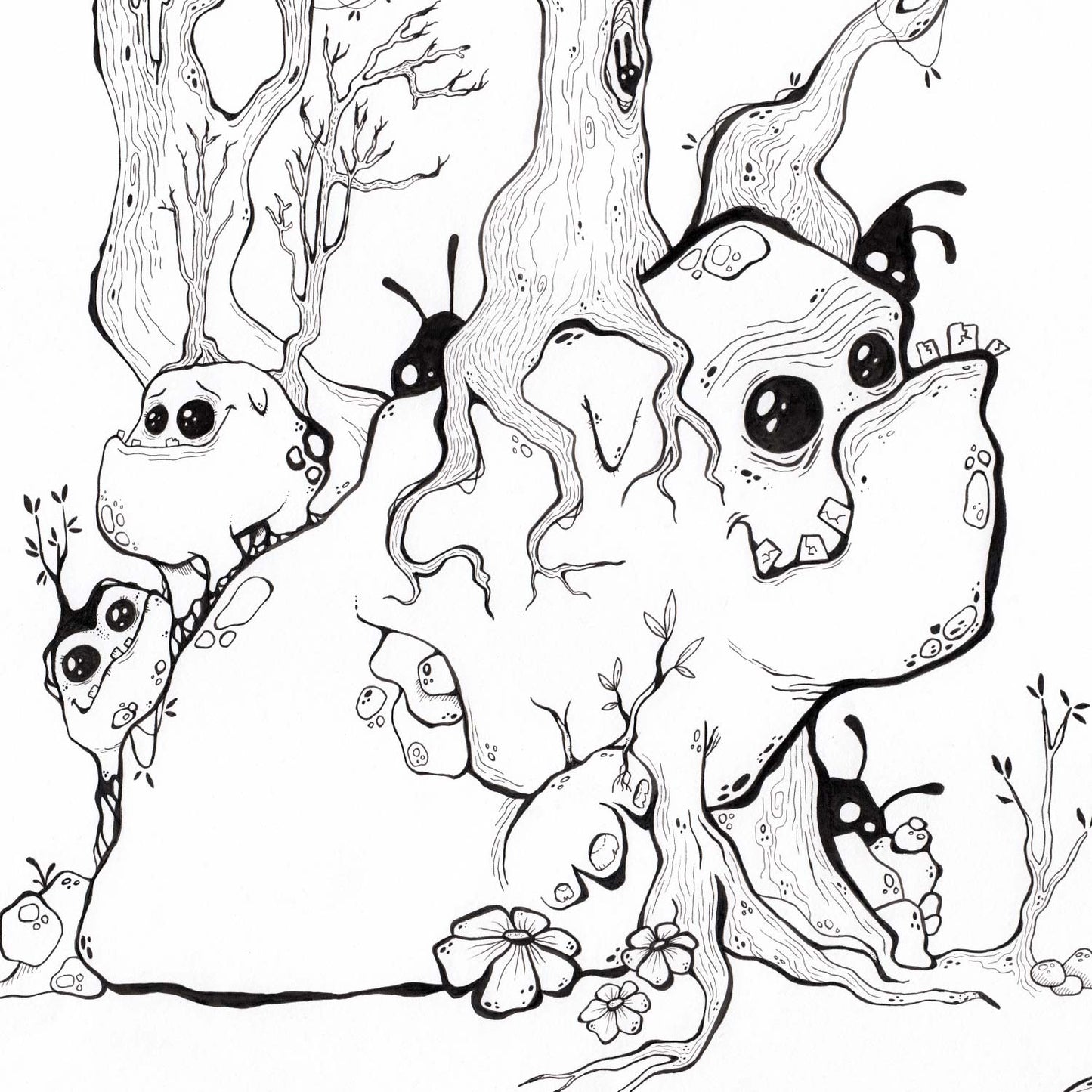 Creatures in the Forest - illustration med fantastiske væsner