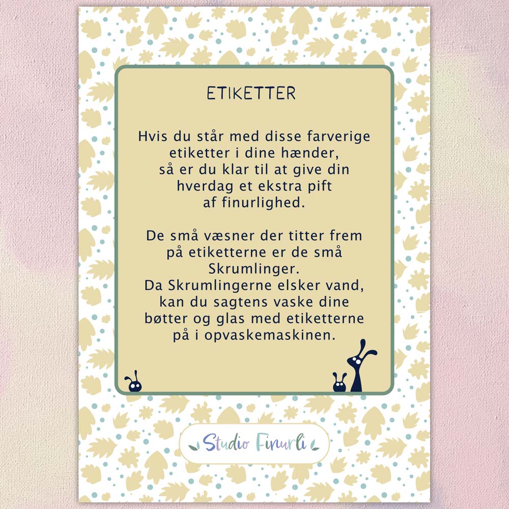 Etiketter til krydderier med dansk design, illustration og tekst i varm maleri-stil, plakater til børneværelset, kunst.