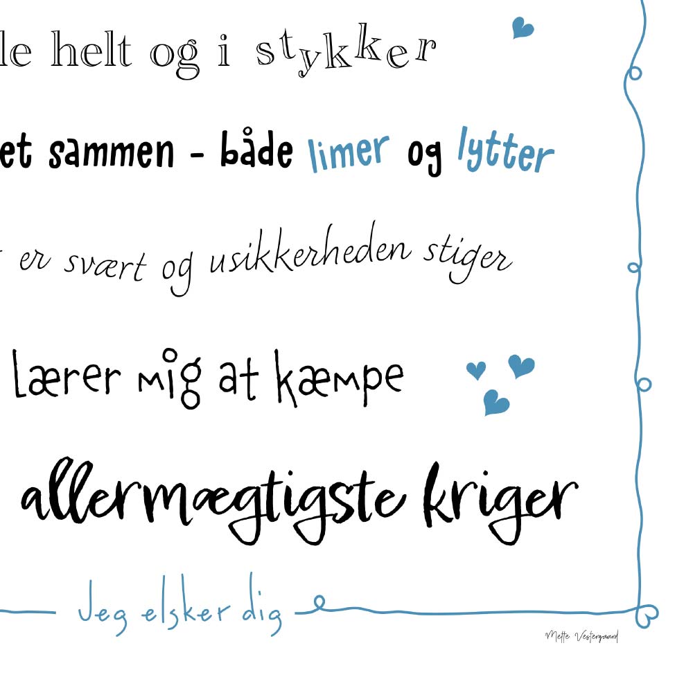 Nærbillede af teksten til kære far plakaten.