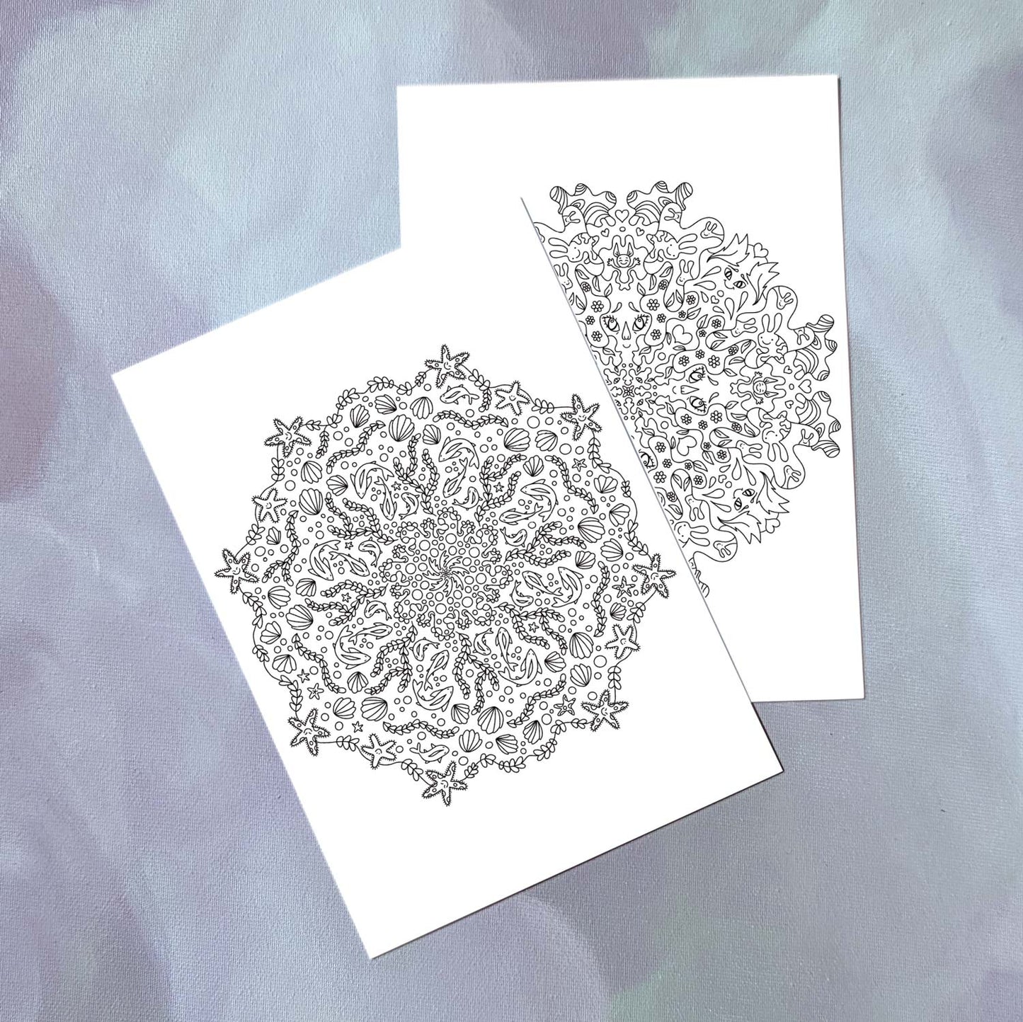 Sort-hvid mandala illustration med detaljeret mønster, dansk design plakat til børneværelset, kunst og maleri.
