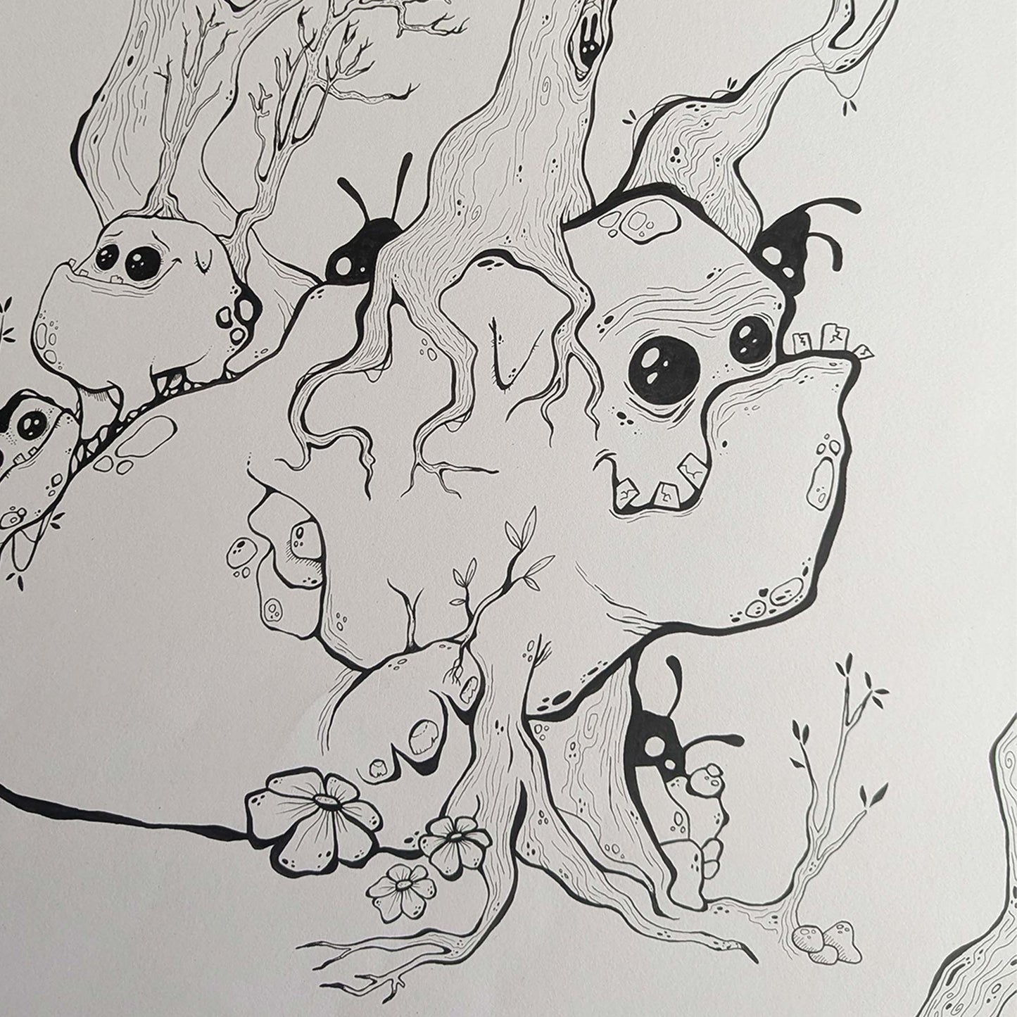 Creatures in the Forest - Original tusch illustration