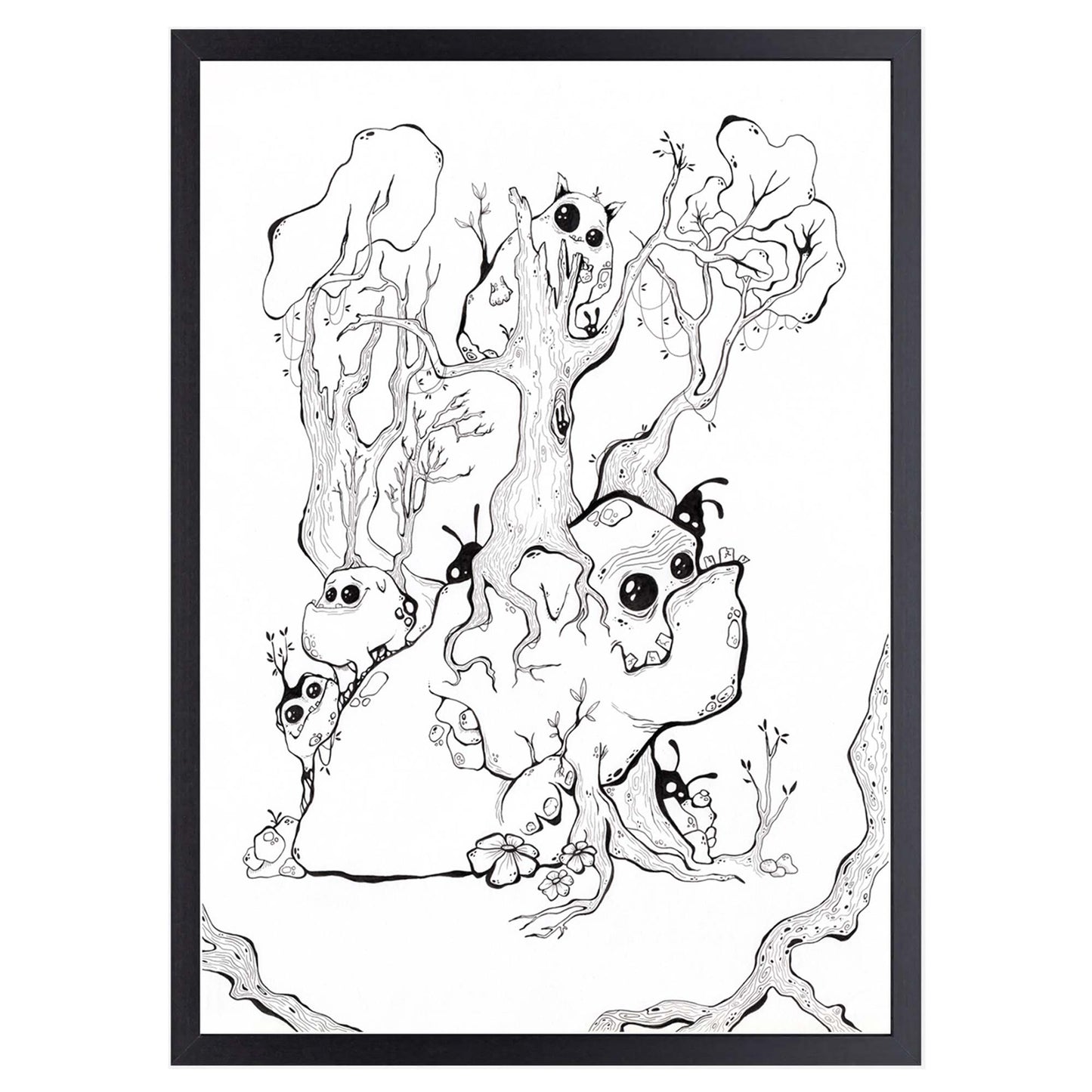 Creatures in the Forest - Original tusch illustration