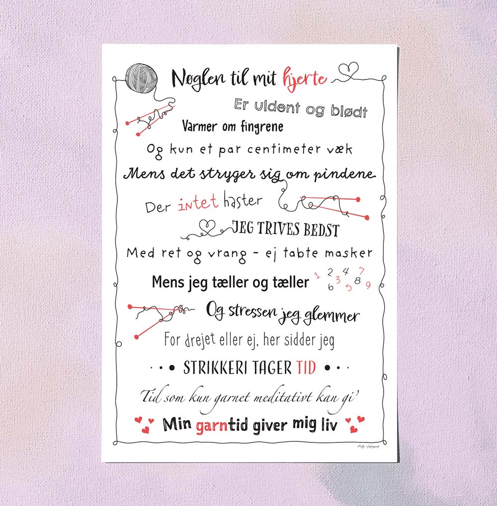 A5 kort med dansk design illustration og kunstnerisk tekst til plakater til børneværelset.