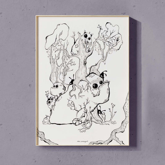 Creatures in the Forest - illustration med fantastiske væsner